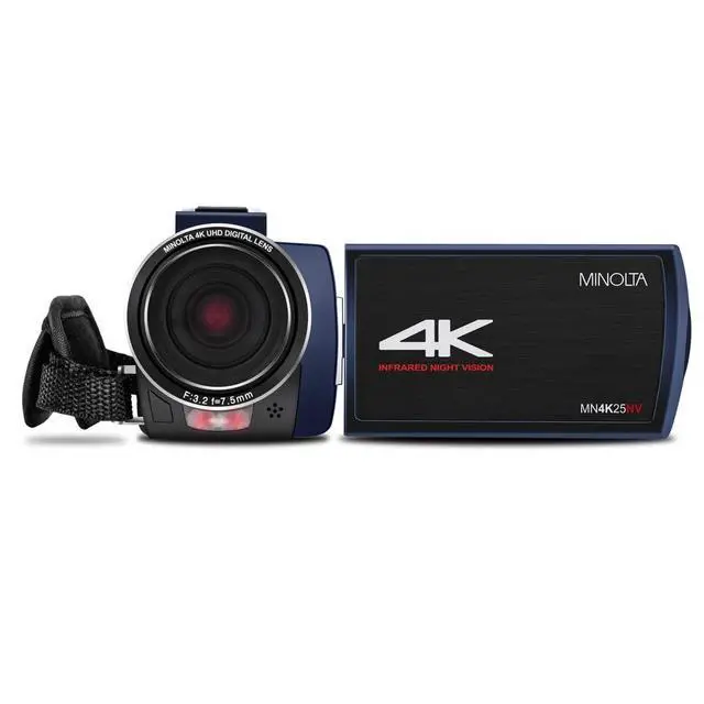 Alt view image 4 of 4 - Camcorder - 4K Ultra HD, 30MP Photos, Night Vision with IR LEDs, 16X Zoom, Time-Lapse, Anti-Shake, 3" Touchscreen, HDMI USB Output, SD Slot, CMOS Sensor (Blue)