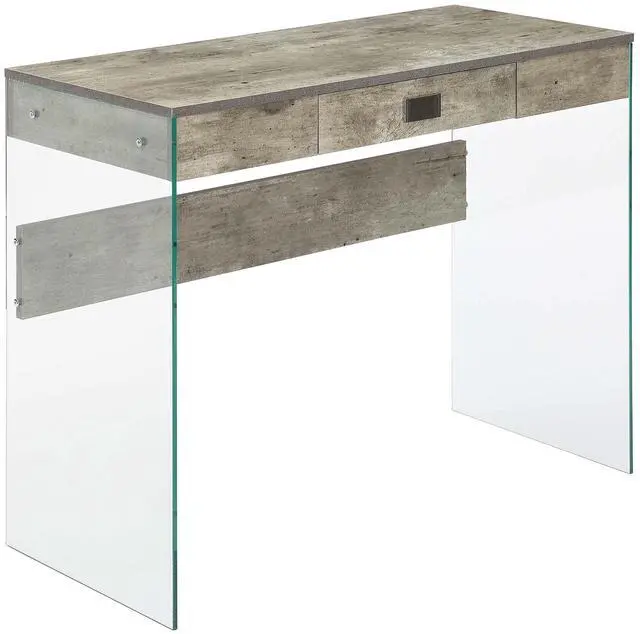 Main image of SoHo 1 Drawer Glass 36 inch Desk, Faux Birch/Glass