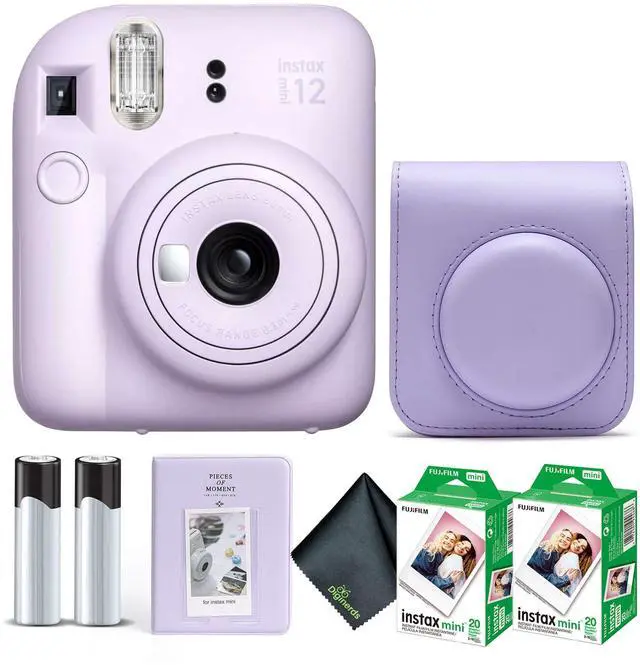 Main image of Instax Mini 12 Instant Camera Lilac Purple Bundle with Fuji Instax Mini Film Value Pack (40 Sheets) + Protective Carrying Case + Photo Album + Microfiber Cleaning Cloth