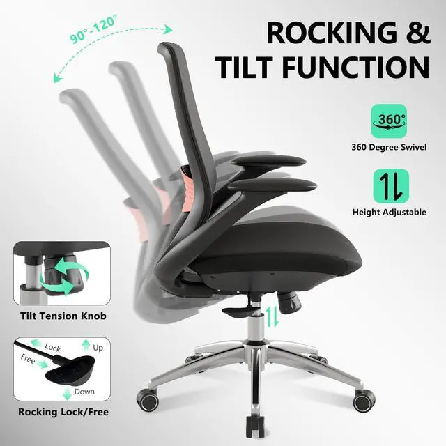 Alt view image 5 of 6 - BV Ergonomic Office Chair, High Back Executive Desk Chair with 2D Armrests,Adjustable Lumbar Support, Breathable Mesh Computer Chair for Home Office & Gaming,Black
