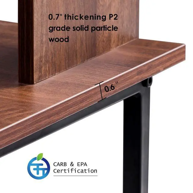 Alt view image 4 of 6 - L-Shaped Computer Office Desk, Modern Gaming Corner Desk with Monitor Stand, Home Office Study Writing Table Workstation for Small Spaces 6404 (Brown)