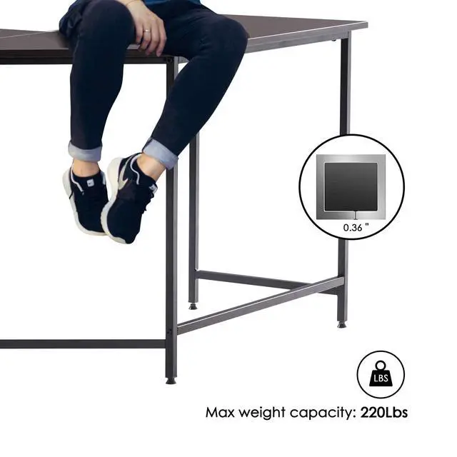 Alt view image 4 of 6 - L Shaped Desk, 62.2" Modern Corner Computer Desk with Monitor Stand for Small Spaces Living Room Home Office Bedroom 6404 (Dark Brown)