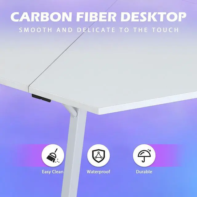Alt view image 5 of 6 - L Shaped Gaming Desk, Modern Computer Desk, Home Office Desks with Large Monitor Riser Stand, Sturdy PC Desk for Bedroom Minimalist White 50Inch