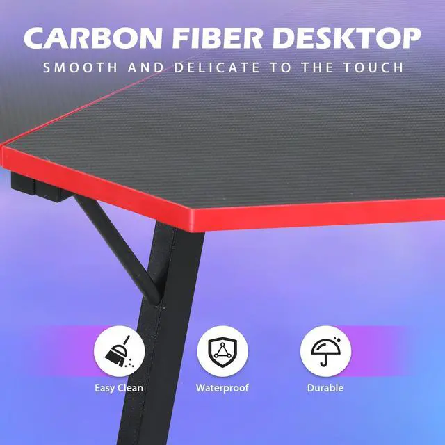 Alt view image 5 of 6 - L Shaped Gaming Desk Modern Computer Desk, Home Office Desks with Large Monitor Riser Stand, Sturdy PC Desk for Bedroom Minimalist Black 50Inch