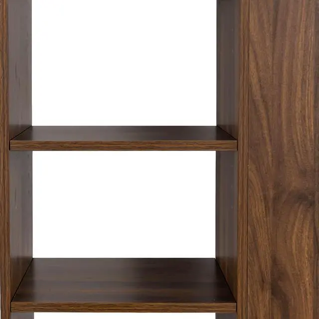 Alt view image 4 of 6 - 70.87" Tall Display Storage Cabinet, 4-Tier Shelf Bookcase with 3 Side Drawers & 4 Small Display Shelves, Modern Wooden Bookshelf for Living Room Home Office,Walnut