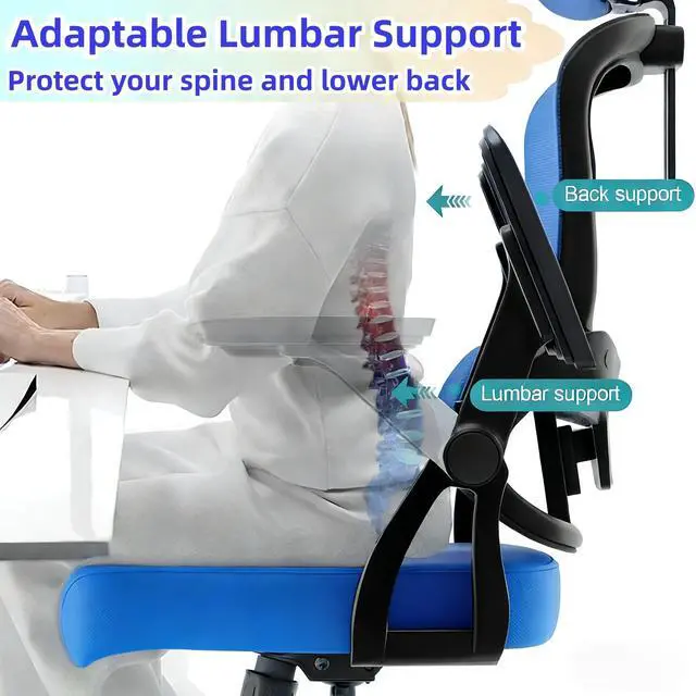 Alt view image 6 of 6 - Ergonomic Office Chair - 350LB Comfy Desk Chairs with Adjustable Headrest and Lumbar Back Support, Mesh Computer Chairs with Wheels and Arms for Home Office, Study