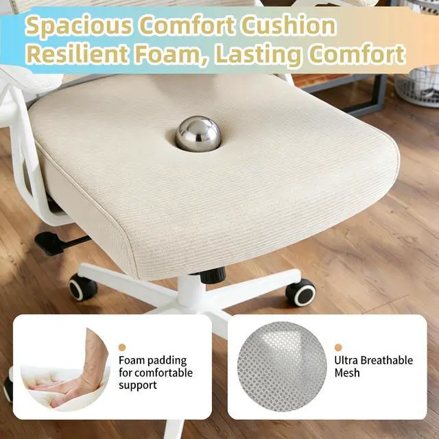 Alt view image 5 of 6 - Ergonomic Office Chair, 350 LBS High Back Mesh Desk Chair with Adjustable Headrest, Adaptive Lumbar Support, Comfortable Computer Chair for Home Office, Work, Study