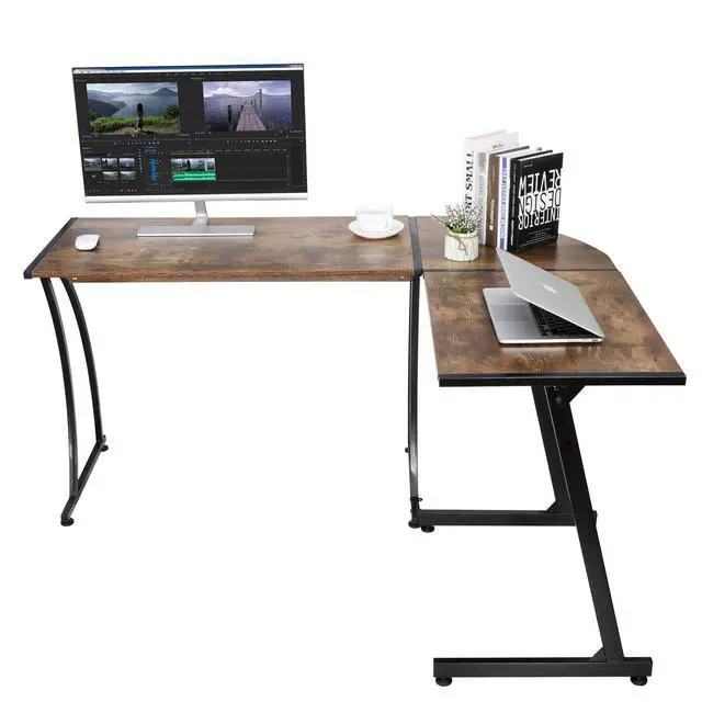 Alt view image 5 of 6 - 58'' L-Shaped Gaming Computer Corner Desk - Reversible Table for Home Office, PC Workstation, Study Writing - Wood & Steel