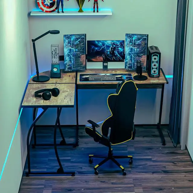 Alt view image 6 of 6 - 58'' L-Shaped Gaming Computer Corner Desk - Reversible Table for Home Office, PC Workstation, Study Writing - Wood & Steel