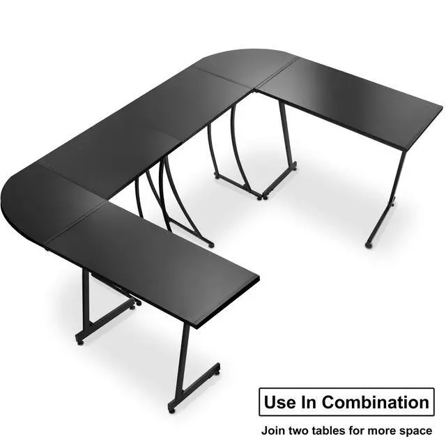 Alt view image 6 of 6 - 58'' L-Shaped Gaming Desk Computer Corner Desk Reversible Table Home Office Desk PC Workstation Study Writing Desk Wood & Steel