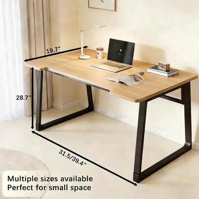 Alt view image 2 of 6 - Computer Desk for Small Spaces,39.4 Inch Small Desk Office Table for Bedroom,Teak