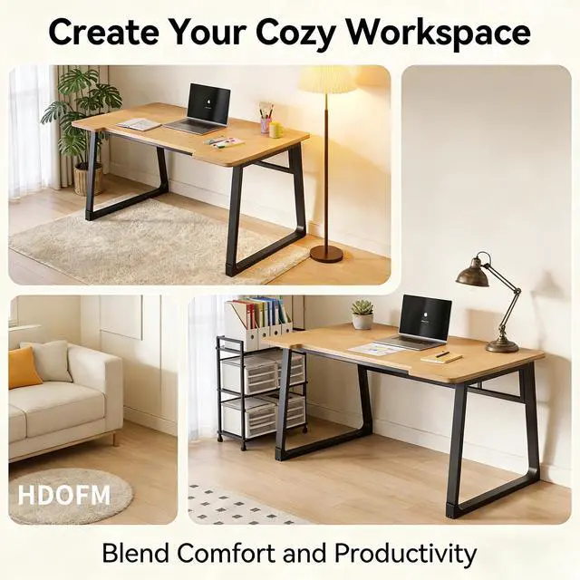 Alt view image 5 of 6 - Computer Desk for Small Spaces,39.4 Inch Small Desk Office Table for Bedroom,Teak