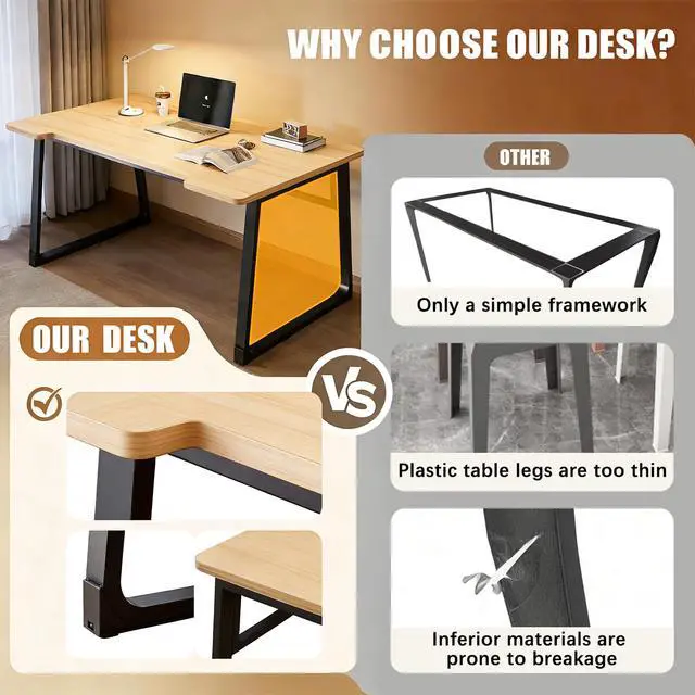 Alt view image 6 of 6 - Computer Desk for Small Spaces,39.4 Inch Small Desk Office Table for Bedroom,Teak