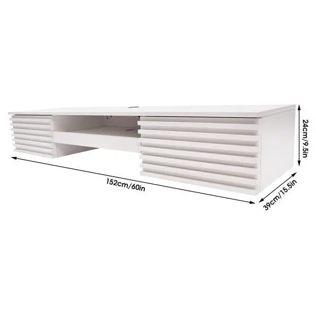 Alt view image 3 of 6 - Wall Mounted Desk, Small Space Multifunctional Modern Floating Desk Pull Out Drawer Laptop Computer Writing Study Table with Space-Saving Home Office Desk for Student Dormitories