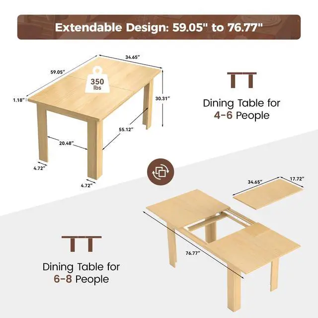 Alt view image 2 of 6 - Executive Extendable Home Office Desk, 5977 Inch Modern Computer Writing Desk with Pull-Out Extension, Large Workstation for Study & Laptop, Reinforced Frame, Natural