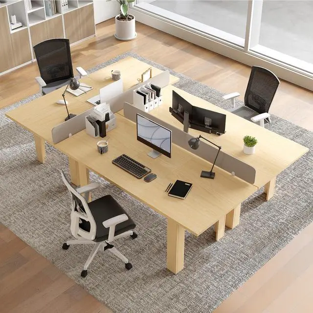 Alt view image 5 of 6 - Executive Extendable Home Office Desk, 5977 Inch Modern Computer Writing Desk with Pull-Out Extension, Large Workstation for Study & Laptop, Reinforced Frame, Natural