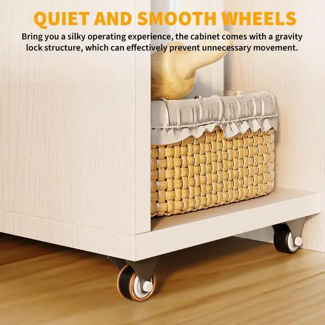 Alt view image 6 of 6 - Folding Office Table Extension Table, 50" Multi-Functional Home Office Desk, 10" Storage Cabinetwith 3-Tier Shelves & Wheels for Gaming, Work, Study, Bedroom, Home, Office, Kitchen Room