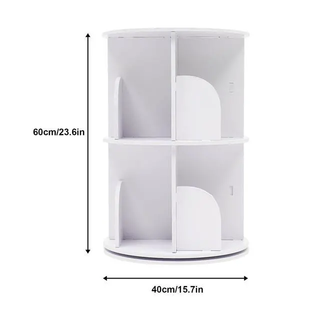 Alt view image 2 of 6 - 2Tier Rotating Bookshelf 360°Bookcase, Vertical Rotate Turning Spiral Corner Organizer Lazy Susan, Storage Shelf Nordic Display Rack