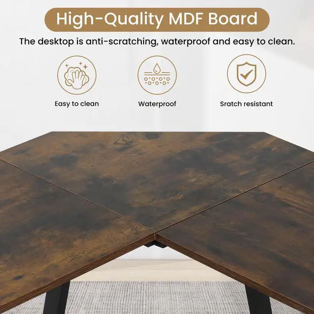 Alt view image 5 of 6 - L Shaped Gaming Desk, Computer Desk Corner Desks Wood Gaming Table PC Table with Monitor Stand for Home Office Dorm Sturdy Writing Workstation, Carbon Fiber Surface, 50-Inch, Brown