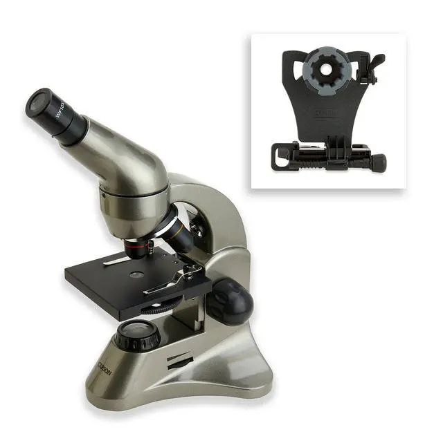 Alt view image 2 of 4 - Beginner 40x-400x Student Compound Microscope with Universal Smartphone Digiscoping Adapter and Cam Phone App (MS-040SP)