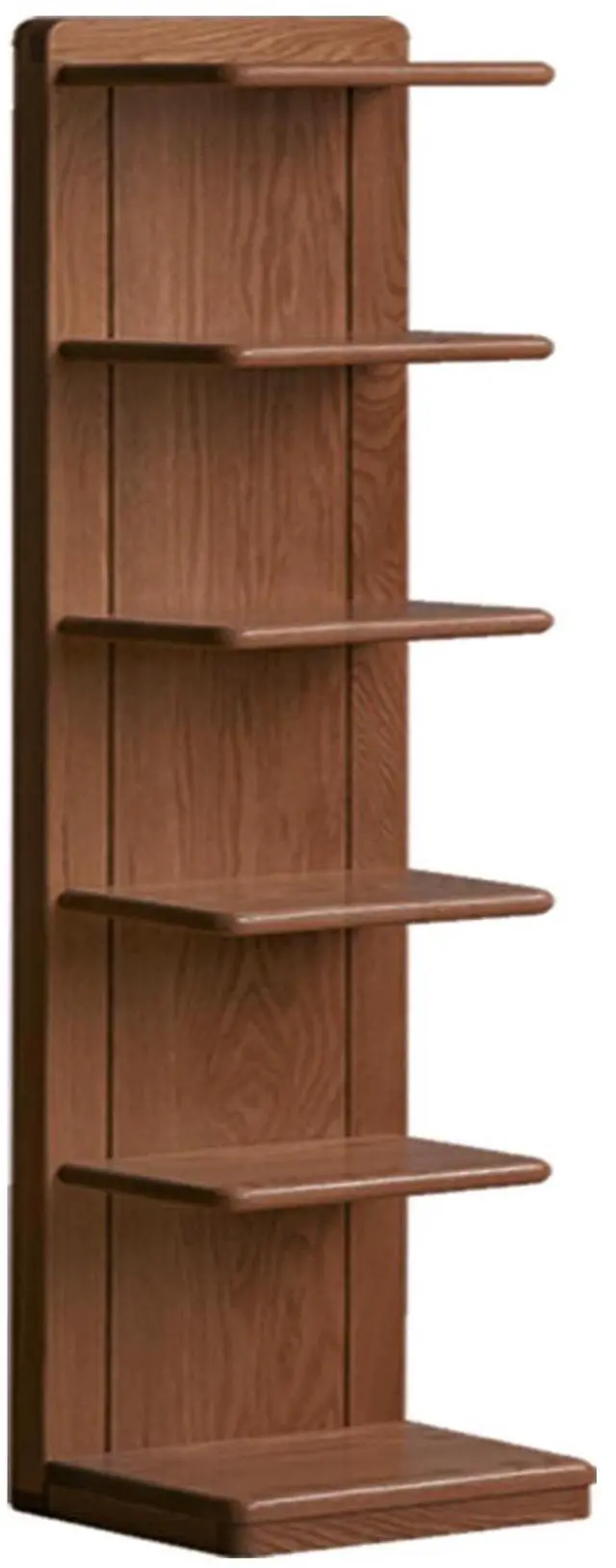 Main image of 5-Tier Solid Wood Invisible Bookshelf, Standing Oak Book Tower, Creative Corner Storage Rack Bookshelf for Study, Home Walnut