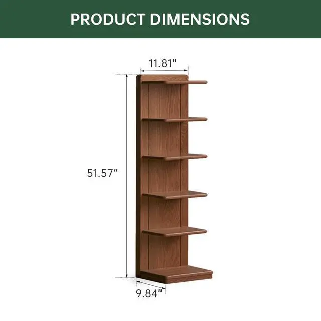 Alt view image 2 of 6 - 5-Tier Solid Wood Invisible Bookshelf, Standing Oak Book Tower, Creative Corner Storage Rack Bookshelf for Study, Home Walnut