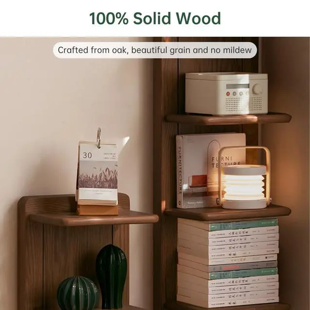 Alt view image 6 of 6 - 5-Tier Solid Wood Invisible Bookshelf, Standing Oak Book Tower, Creative Corner Storage Rack Bookshelf for Study, Home Walnut
