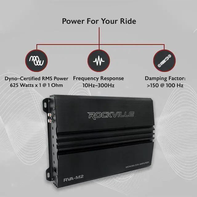 Alt view image 2 of 4 - RVA-M2 Mono Car Amplifier, 2500W, 625W Dyno-Certified RMS at 1 Ohm, With Bass Remote, Class-D, MOSFET, Perfect for Subwoofers and Car Audio