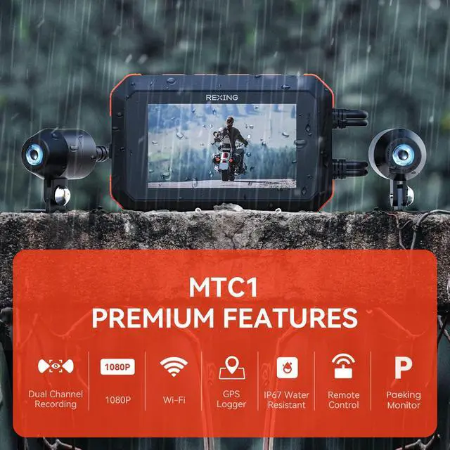 Alt view image 2 of 4 - MTC1 Motorcycle Dash Cam 3 LCD,Front and Rear Recording 1080p,170° Wide Angle Lens,Loop Recording,G-Sensor,Waterproof Motorcycle Camera, Parking Monitor,GPS,WiFi,128GB Max(32G Card Included)