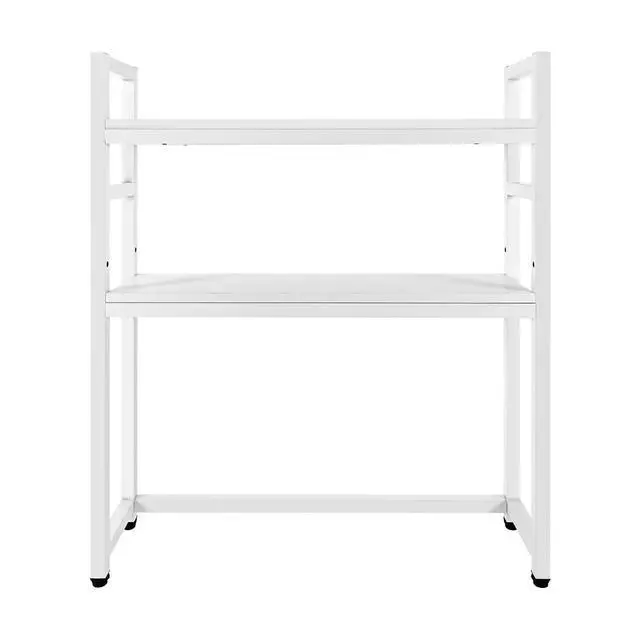 Alt view image 4 of 6 - Computer Desktop Bookcase, 2-Tier Desk Hutch, Multipurpose Countertop Storage Hutch, Adjustable Wood Rack Organizer for Home Dorm Office Supplies