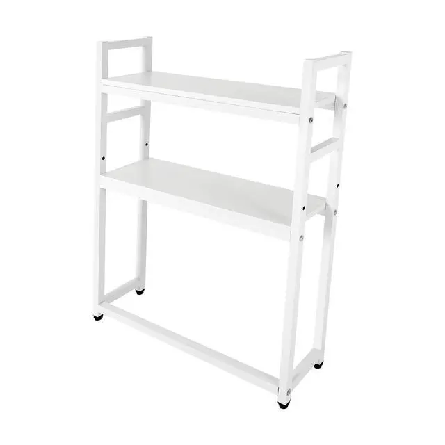 Alt view image 5 of 6 - Computer Desktop Bookcase, 2-Tier Desk Hutch, Multipurpose Countertop Storage Hutch, Adjustable Wood Rack Organizer for Home Dorm Office Supplies
