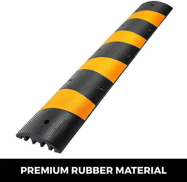 Alt view image 3 of 4 - 2PCS 6 FT Rubber Speed Bump Driveway, Heavy Duty Cable Floor Cord Protector Cover Ramp,2-Channel Speed Bumps for Road Garage Gravel Roads Asphalt Concrete, 72.4 x 12 x 2.4 Inch