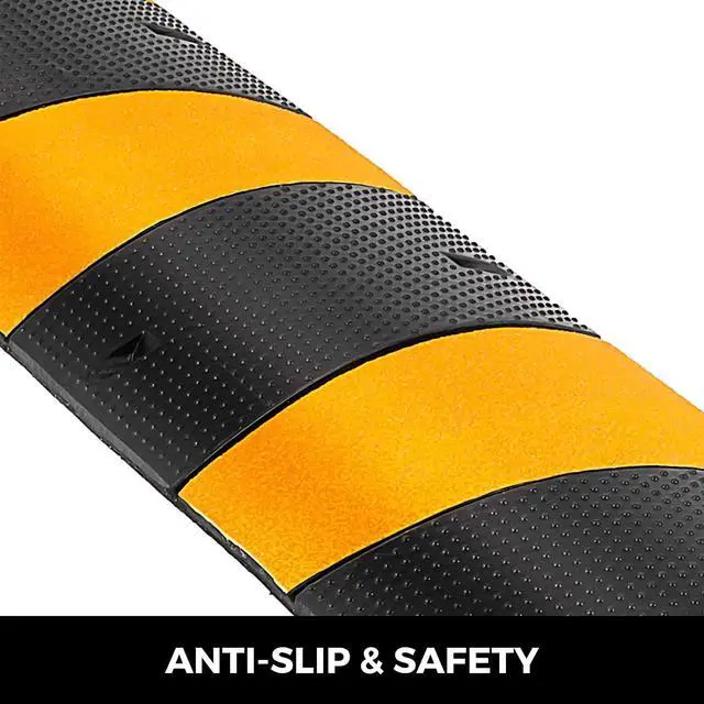 Alt view image 4 of 4 - 2PCS 6 FT Rubber Speed Bump Driveway, Heavy Duty Cable Floor Cord Protector Cover Ramp,2-Channel Speed Bumps for Road Garage Gravel Roads Asphalt Concrete, 72.4 x 12 x 2.4 Inch