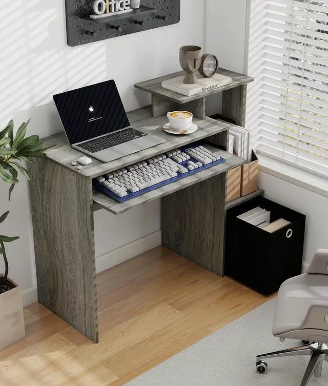 Main image of Working Desk with Keyboard Drawer Small Study Desk for Bedroom Home Workstation for Writing Working Studying