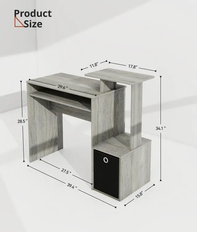 Alt view image 2 of 6 - Working Desk with Keyboard Drawer Small Study Desk for Bedroom Home Workstation for Writing Working Studying