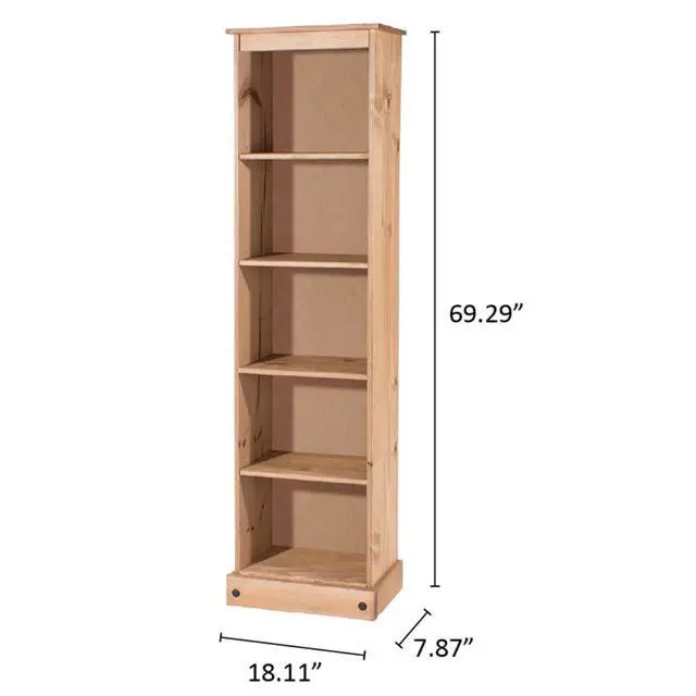 Alt view image 3 of 6 - Narrow Bookshelf - Corner Shelf - Storage Cabinet - Laundry Room Organization - Shelves - 18.11" W, 7.87" D, 69.29" H - 24.21lb (Antique Brown)