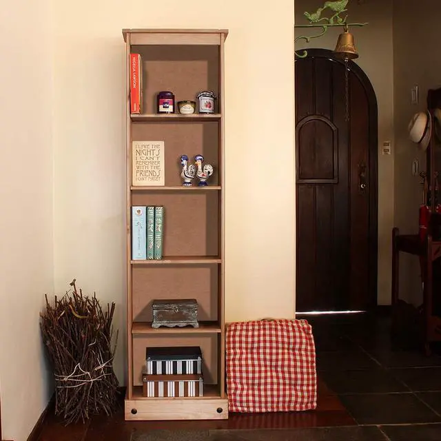 Alt view image 5 of 6 - Narrow Bookshelf - Corner Shelf - Storage Cabinet - Laundry Room Organization - Shelves - 18.11" W, 7.87" D, 69.29" H - 24.21lb (Antique Brown)