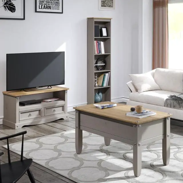Alt view image 2 of 5 - Wood Bookcase - Bookshelf - Tall Small Bookshelf - 118.11" W x 7.87" D x 69.29" H (Gray)