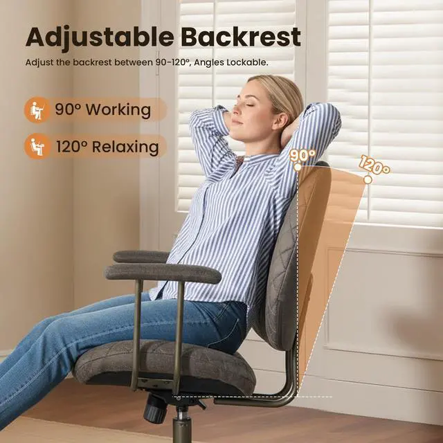 Alt view image 4 of 6 - Home Office Desk Chair, Modern Sleek Office Chair with Adjustable Lumbar Support, Adjustable Height Executive Task Chair with 360 Rolling Swivel for Meeting Study Room(Mid Back, Dark Grey)