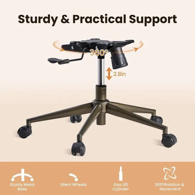 Alt view image 6 of 6 - Home Office Desk Chair, Modern Sleek Office Chair with Adjustable Lumbar Support, Adjustable Height Executive Task Chair with 360 Rolling Swivel for Meeting Study Room(Mid Back, Beige)