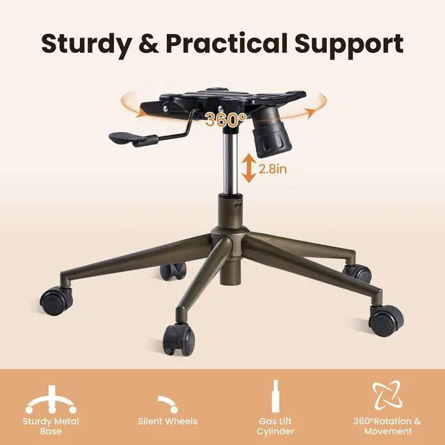 Alt view image 6 of 6 - Home Office Desk Chair, Modern Sleek Office Chair with Adjustable Lumbar Support, Adjustable Height Executive Task Chair with 360 Rolling Swivel for Meeting Study Room(Mid Back,Light Brown)