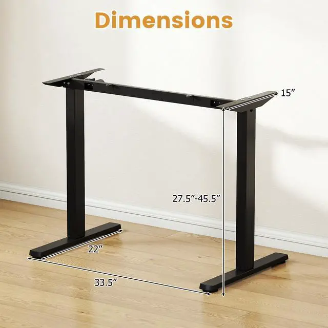 Alt view image 3 of 6 - Electric Standing Desk Frame, Height Adjustable Computer Desk Base with LED Display & 2 Memory Positions, Ergonomic Home Office Sit Stand Desk Legs for 40"-48" Tabletop (Black)