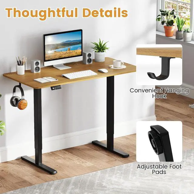Alt view image 6 of 6 - Electric Standing Desk Frame, Height Adjustable Computer Desk Base with LED Display & 2 Memory Positions, Ergonomic Home Office Sit Stand Desk Legs for 40"-48" Tabletop (Black)