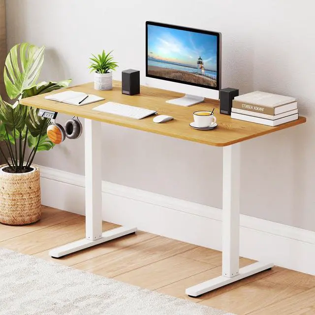 Alt view image 2 of 6 - Electric Standing Desk Frame, Height Adjustable Computer Desk Base with LED Display & 2 Memory Positions, Ergonomic Home Office Sit Stand Desk Legs for 40"-48" Tabletop (White)
