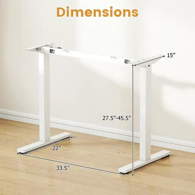 Alt view image 3 of 6 - Electric Standing Desk Frame, Height Adjustable Computer Desk Base with LED Display & 2 Memory Positions, Ergonomic Home Office Sit Stand Desk Legs for 40"-48" Tabletop (White)