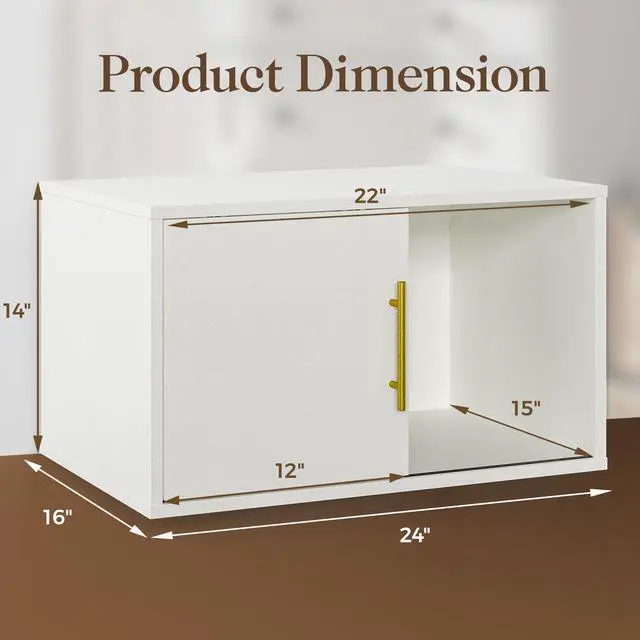Alt view image 2 of 6 - Cube Storage Organizer with Sliding Door, White Stackable Bookshelf, Modular Cubby Storage System, Wooden Display Shelf for Small Space, Closet, Living Room, Bedroom, Apartment, Dorm