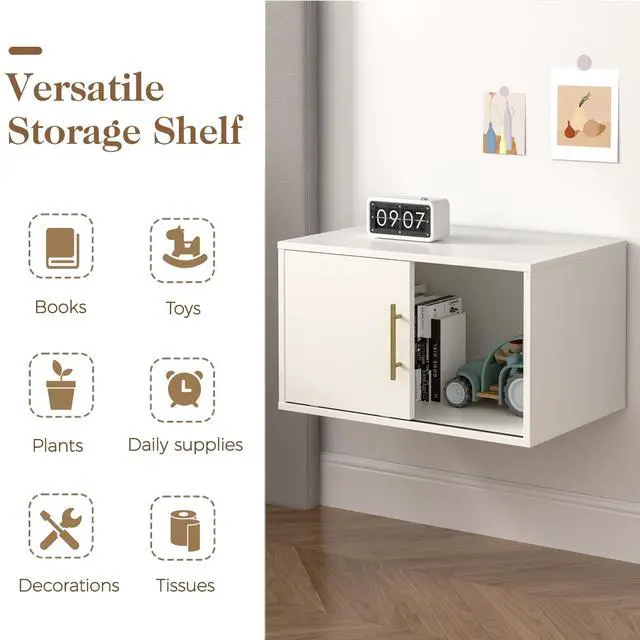 Alt view image 4 of 6 - Cube Storage Organizer with Sliding Door, White Stackable Bookshelf, Modular Cubby Storage System, Wooden Display Shelf for Small Space, Closet, Living Room, Bedroom, Apartment, Dorm
