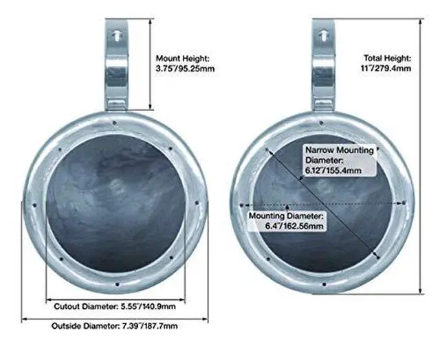 Alt view image 2 of 4 - MAC65S Bundle: (2) Polished Aluminum 6.5" Wakeboard Tower Speaker Pods, (2) RWBC Neoprene Protective Covers for Marine Tower Speakers, 4-Items