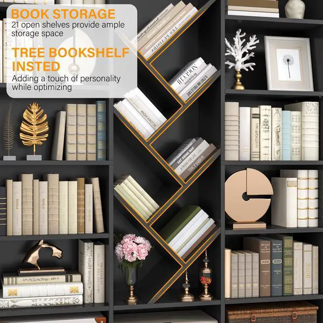 Alt view image 5 of 6 - 71" Tall Bookshelf, 6-Tier Floor Standing Bookcase with Adjustable Shelves, Wide Open Square Storage, Modern Display Organizer for Home Office, Living Room, Bedroom, Study, Black