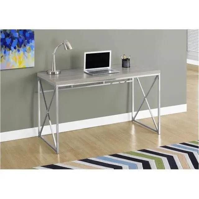 Alt view image 2 of 6 - I 7204 Computer Desk, Home Office, Laptop, Work, Metal, Laminate, Brown, Chrome, Contemporary, Modern
